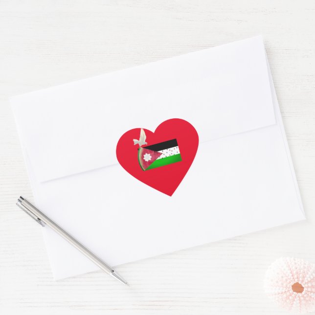 Free Palestine Heart Hjärtformat Klistermärke (Kuvert)