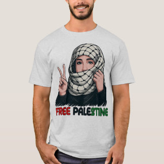 Free Palestine Keffiyeh Girl Peace Art Tee