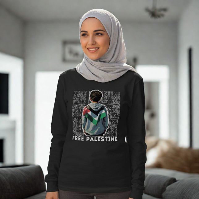 FREE PALESTINE muslim långärmad black T Shirt (Skapare uppladdad)