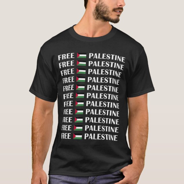 Free Palestine Palestine Flag  T Shirt (Framsida)
