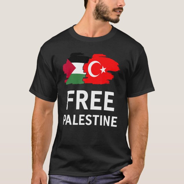 Free Palestine Turkish Turkey Support Palestinian T Shirt (Framsida)