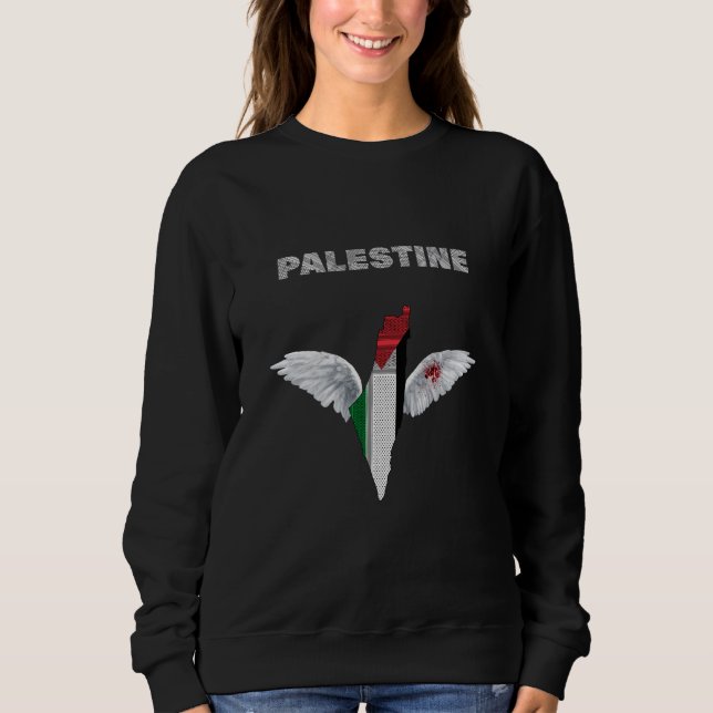 Free Palestine Women Sweatshirt| Palestinska Flagg T Shirt (Framsida)