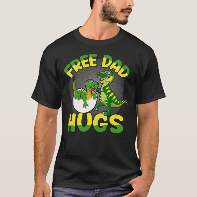 Free Pappa Hugs Dinosaur Pappa & Kid | Funny Pappo T Shirt (Framsida)