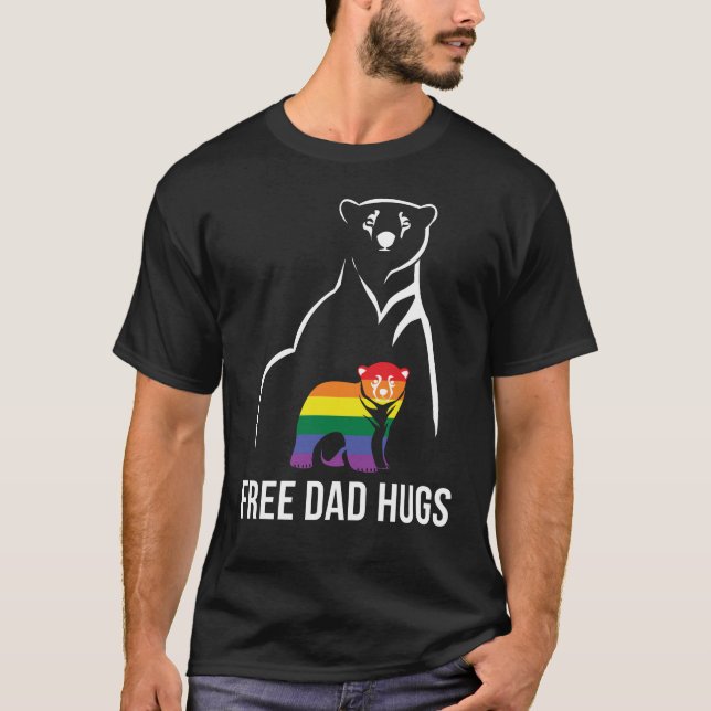 Free Pappa Hugs Gay pride HBT Rainbow Manar T Shirt (Framsida)