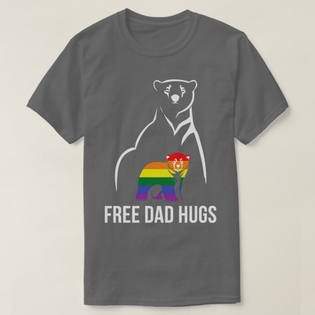 Free Pappa Hugs Gay pride HBT Rainbow Manar T Shirt (Design framsida)