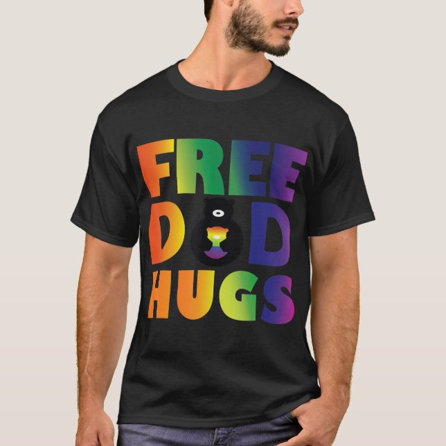 Free Pappa Hugs HBT Rainbow Pride Women T Shirt (Framsida)
