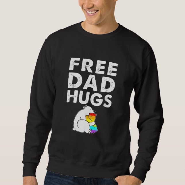 Free Pappa Hugs Lång Ärmad Tröja (Framsida)