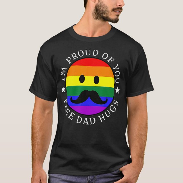 Free Pappa Hugs LGBT Gay pride T Shirt (Framsida)