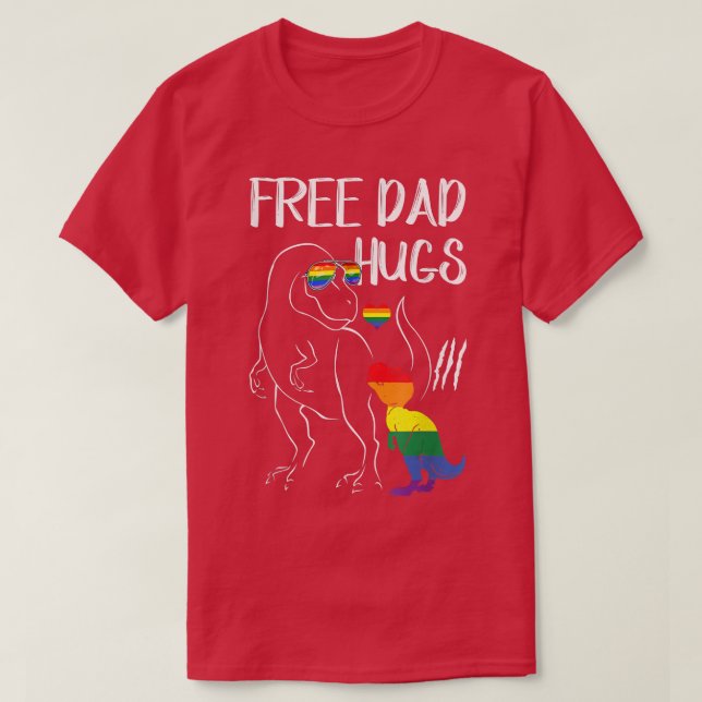 Free Pappa Hugs LGBT Pride Pappa Dinosaur Re Gift  T Shirt (Design framsida)