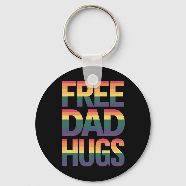 Free Pappa Hugs LGBTQ Gay pride Month Proud Ally Nyckelring (Framsida)