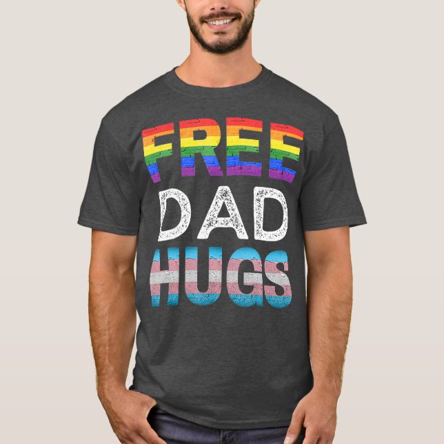 Free Pappa Hugs LGBTQ Gay pride Month Proud Ally T Shirt (Framsida)