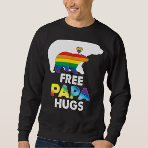 Free Pappa Hugs Rainbow Bear Lgbt Pride Gay Lesbis Lång Ärmad Tröja