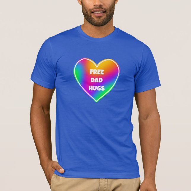 Free Pappa Hugs Rainbow Heart Manar, Shirt T (Framsida)