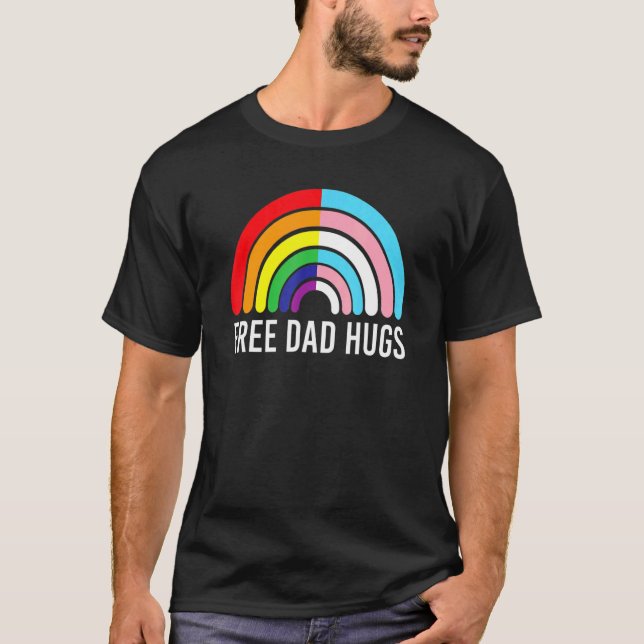 Free Pappa Hugs Rainbow Transgender Flagga Lgbtq G T Shirt (Framsida)