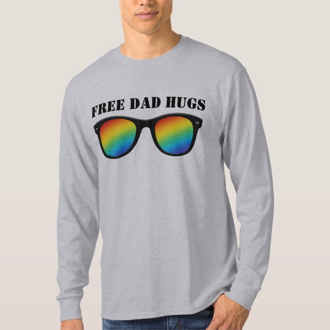 Free Pappa Hugs - Rainbow Wayfarers T Shirt (Framsida)