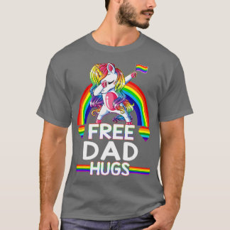 Free Pappa Hugs Unicorn HGBT Pride Rainbow Far T Shirt