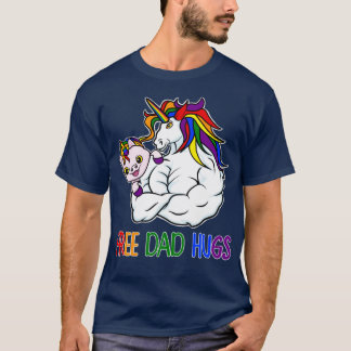 Free Pappa Hugs Unicorn LGB Gay pride Far-familjen T Shirt