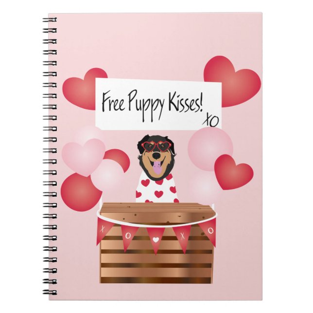 Free Puppy Kisses Valentine Hund Anteckningsbok (Framsidan)
