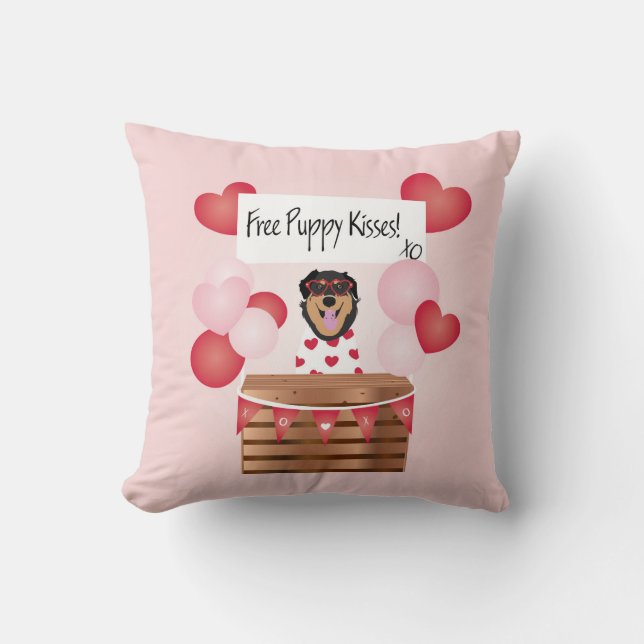 Free Puppy Kisses Valentine Hund Kudde (Framsida)