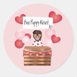 Free Puppy Kisses Valentine Hund Runt Klistermärke
