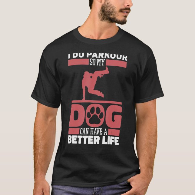 Free RunHund Springer - Traceur Parkour T Shirt (Framsida)