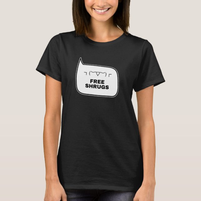 FREE SHRUGS Funny Kaomoji Japanska Emoticons T Shirt (Framsida)