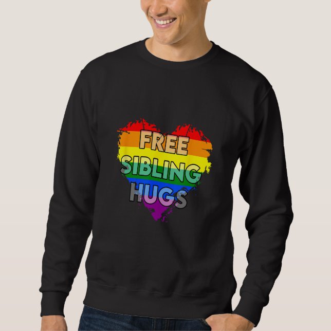 Free Sibling Hugs Gay Pride LGTB 1 Lång Ärmad Tröja (Framsida)