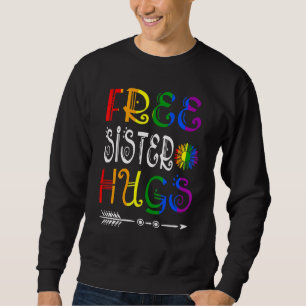 Free Sister Hugs Pride Lgbt Solrosmatchning Fam Lång Ärmad Tröja