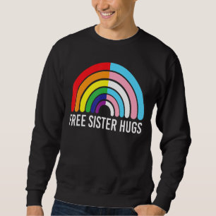 Free Sister Hugs Rainbow Transgender Flagga Lgbtq  Lång Ärmad Tröja