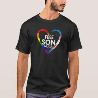 Free Son Hugs LGbt Q Rainbow and Transgender Flagg T Shirt