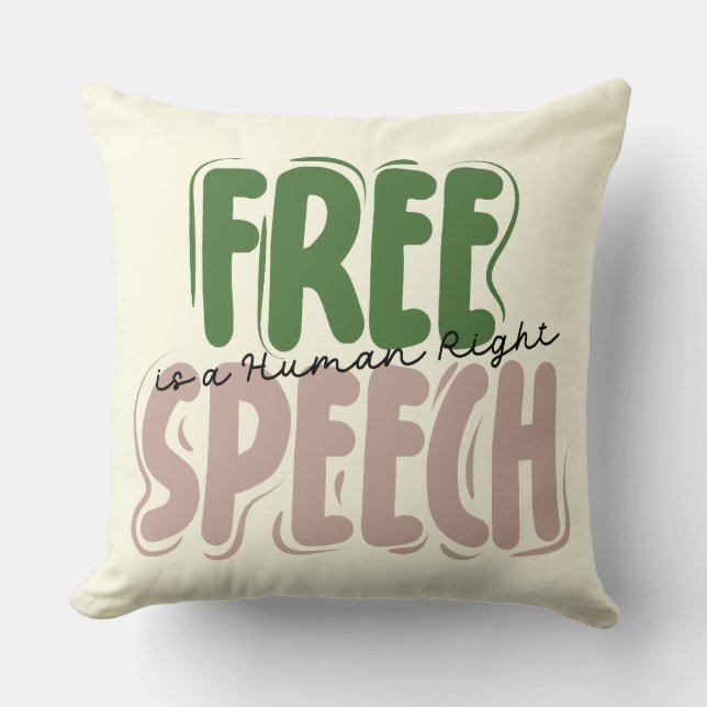 Free Speech Is a Human Right Throw Pillow Kudde (Framsida)