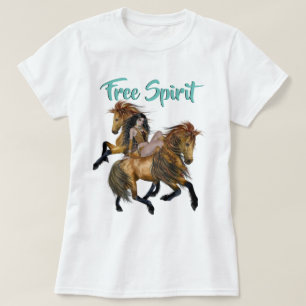 Free Spirit Native American Princess och Stallions T-shirt