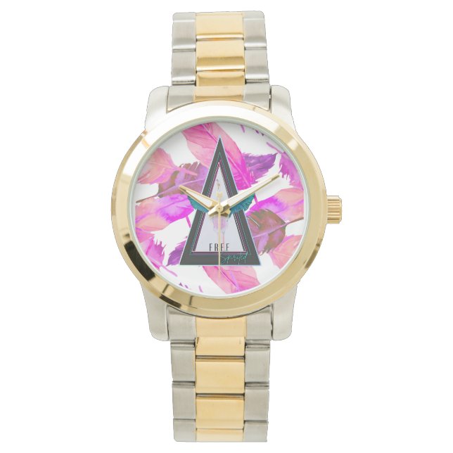 Free Spirited Flamingo Pnk Feathers eWatch Watch Armbandsur (Framsida)
