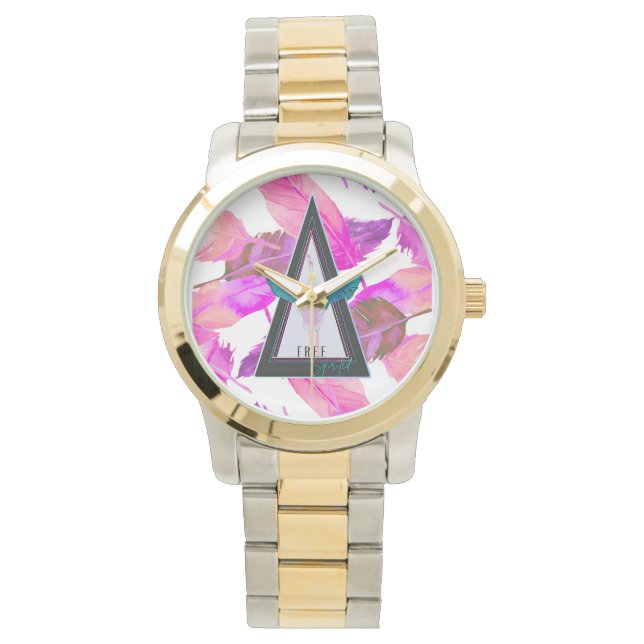 Free Spirited Flamingo Pnk Feathers eWatch Watch Armbandsur (Framsida)