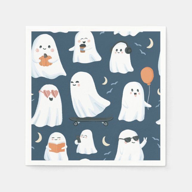 Free Spirits Ghost Papper Napkins - Halloween Deco Pappersservett (Framsidan)