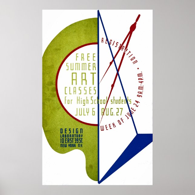 Free Summer Art Classes - WPA Poster - (Framsidan)
