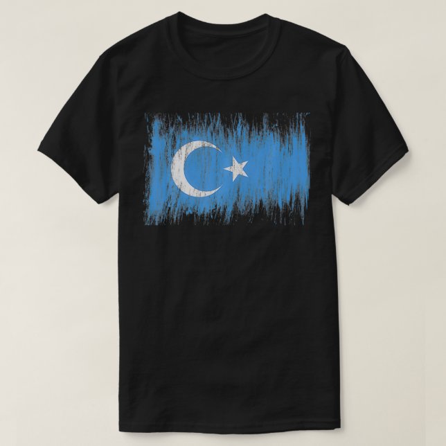 FREE THE UYGHURS UIGHUR FLAG EAST TURKESTAN XINJIA T SHIRT (Design framsida)