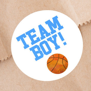 Free Throws Team Boy Gender Reveal Party Runt Klistermärke