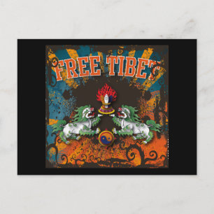 Free Tibet Grunge Art Vykort