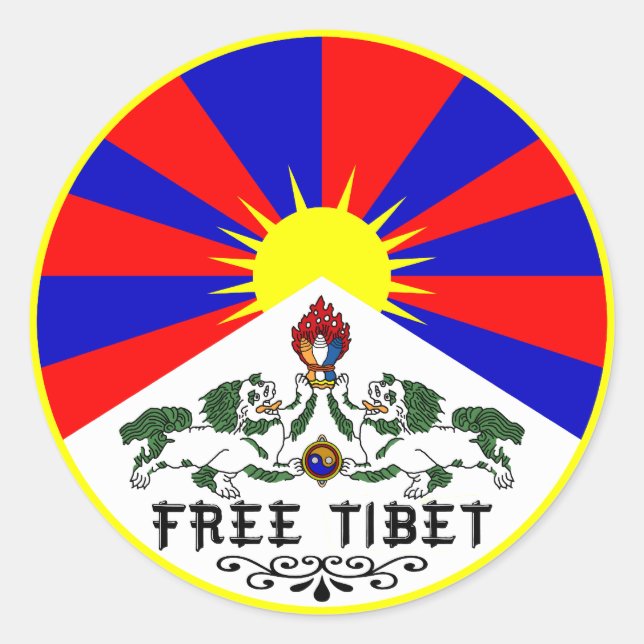Free Tibet Sticker Runt Klistermärke (Framsida)