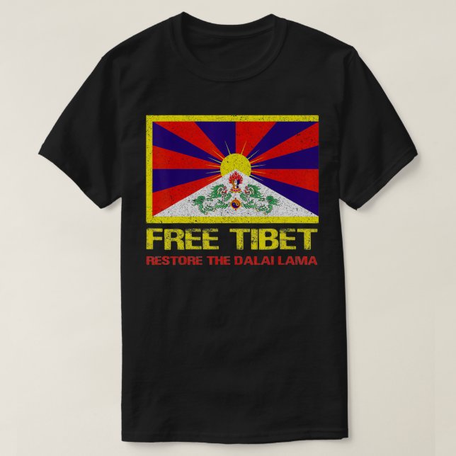 Free Tibet Tibetan Flag Emblem Restore The Dalai L T Shirt (Design framsida)