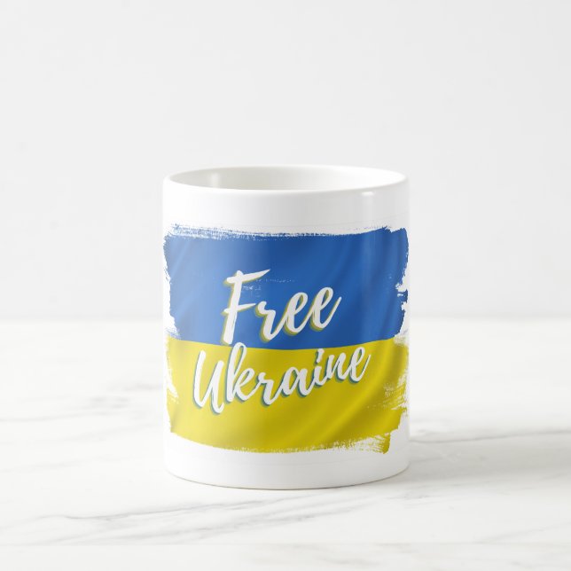 Free Ukraina Brushstroke Flagga Kaffemugg (Center)