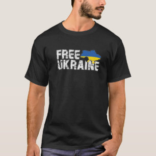 Free Ukraina Distress Blue Gult Flagga Vintage U T Shirt