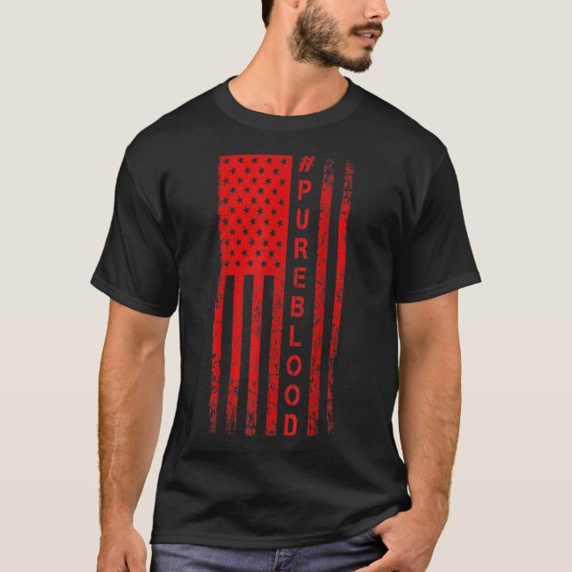 Free USA American Flagga Desert Digital PUREBLOOD  T Shirt (Framsida)