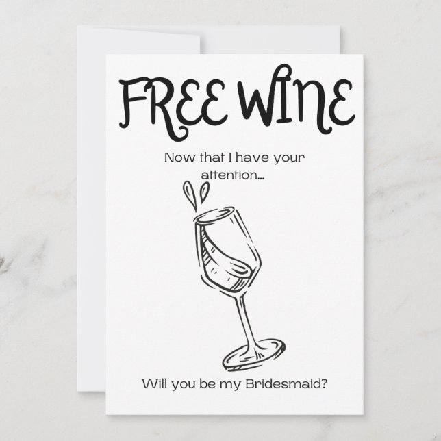 Free Vin - Bridesmaid Frieri Tack Kort (Framsida)