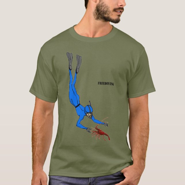 Freediving Diver Observation a Spiny Lobster T Shirt (Framsida)