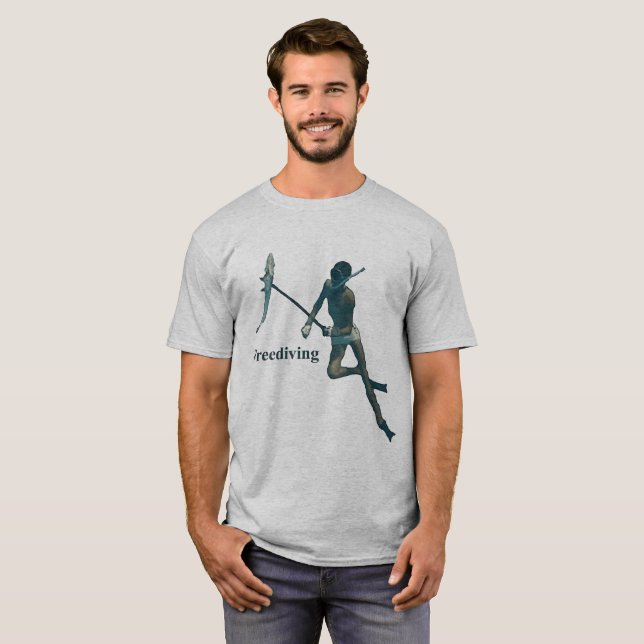 Freediving Spearfishing undervattens- dykare T-shirt (Hel framsida)