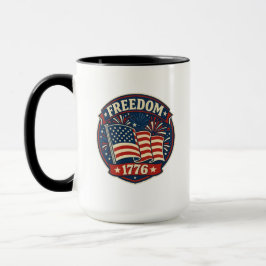Freedom 1776 American Flag Patriotic Badge Mugg