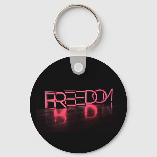 FREEDOM America Red Neon USA Nyckelring (Framsida)