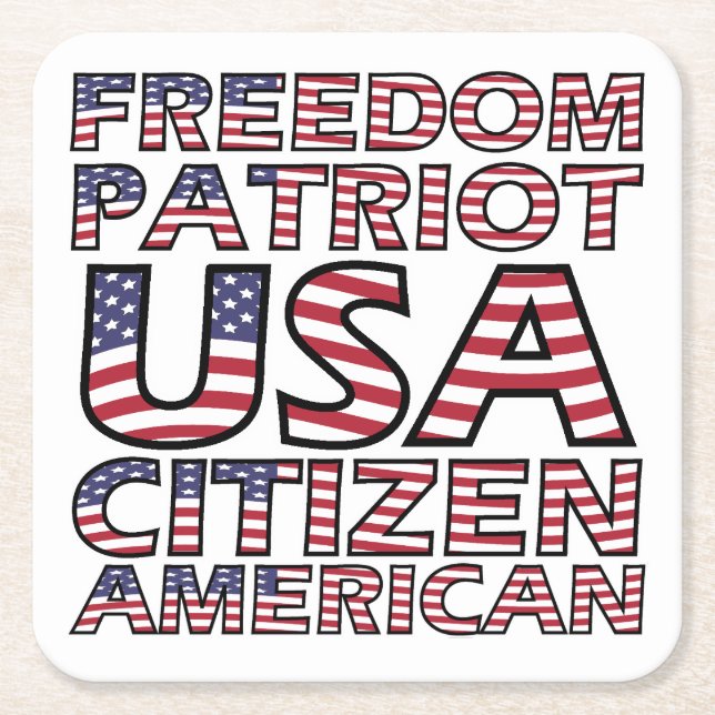 Freedom American Flagga Text Underlägg Papper Kvadrat (Framsidan)